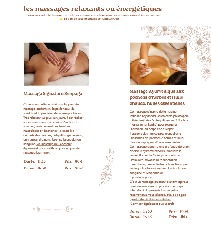 massage bien-être relaxant ou énergétique